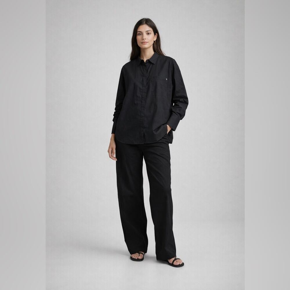 Cleobella Miller Shirt Black Long Sleeve Button Front Relaxed Ethical Blouse - Picture 13 of 13